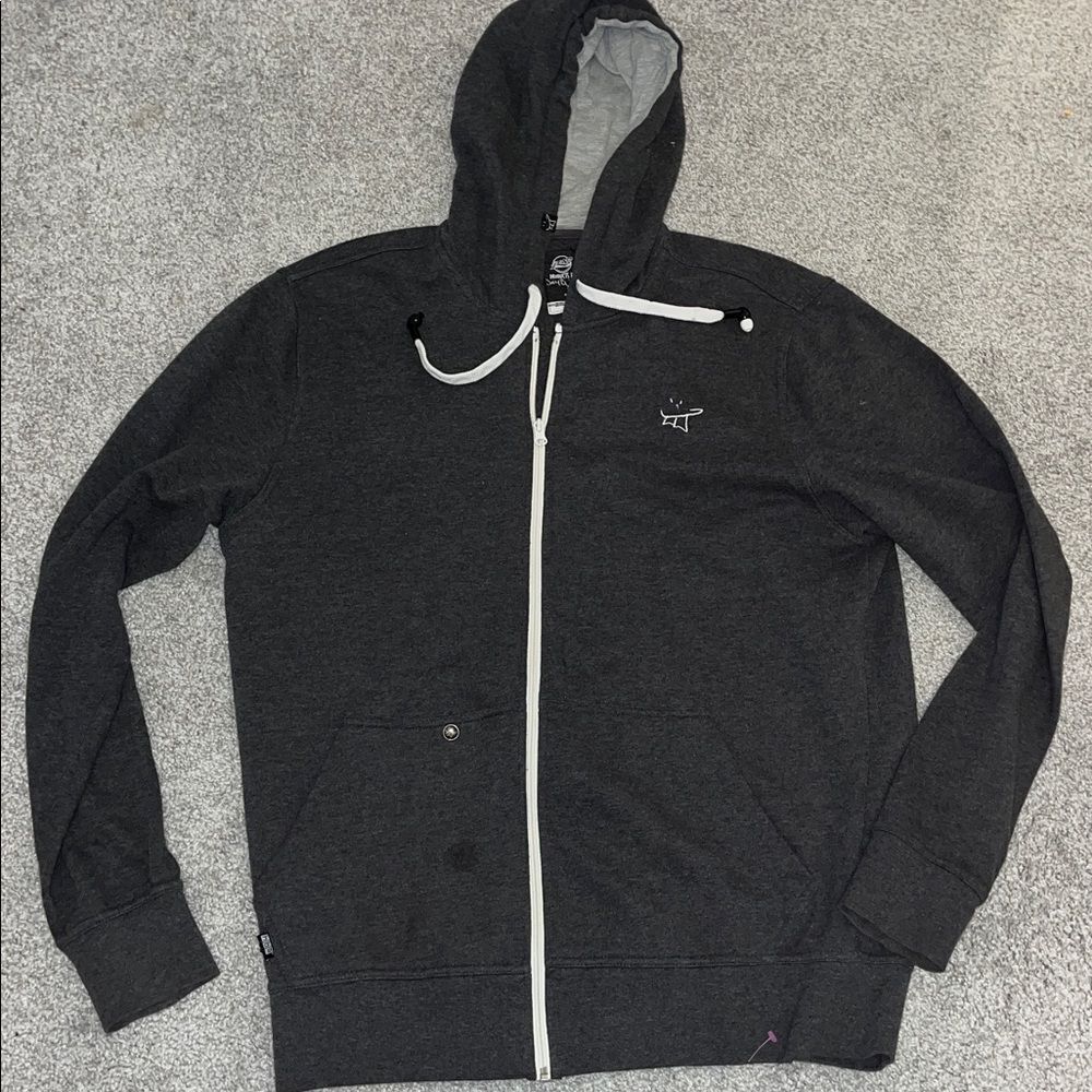 VTG Y2K RAD by Rusty Joey B Gray Full Zip Up Hoodie Hooded Sweatshirt Jacket L